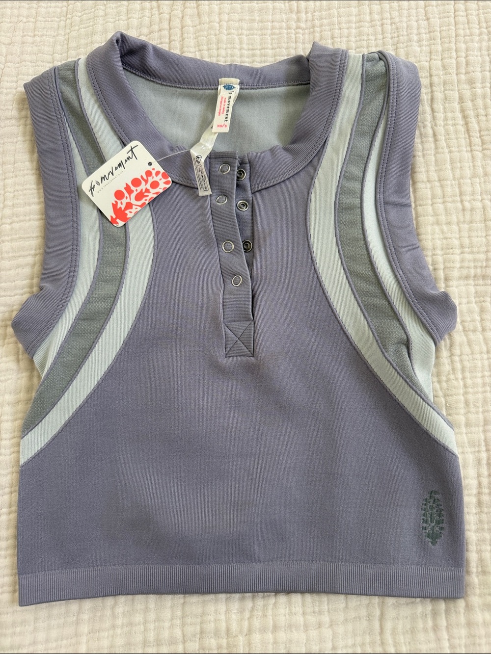 Free People Movement Cropped Half Button Top - brand new with tags